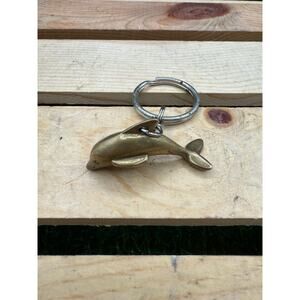 Vintage Brass Heavy Dolphin Keychain – Used